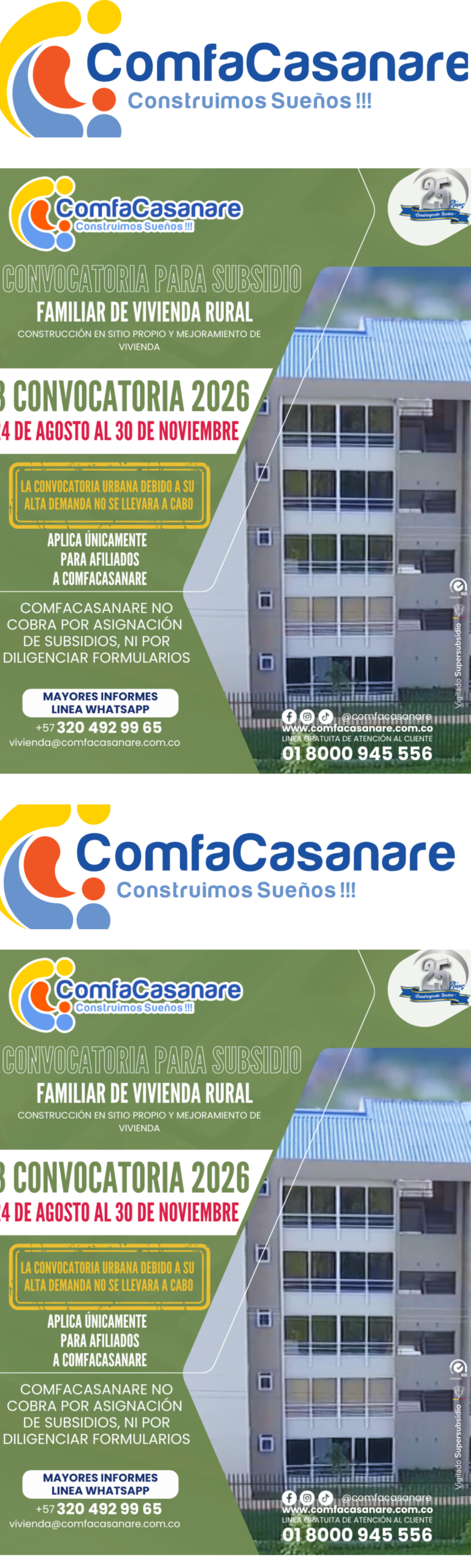 BANNER COMFACASANARE TERCER CONVOCATORIA
